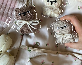 Miniblings Teddy Orsetto Flock marrone chiaro orsacchiotto orsetto peluche – fatto a mano gioielli alla moda I ciondolo portachiavi portachiavi portachiavi, marrone, 35mm