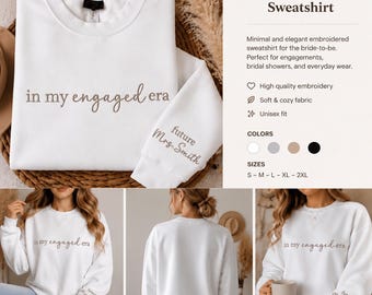 in my engaged era Crewneck Sweatshirt | Engagement, Bride-to-Be, Script Heart
