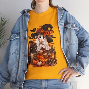Witch Bunny Halloween T-Shirt | Whimsical Autumn Pumpkin Patch Graphic Tee