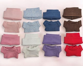 Conjunto de gorro y camiseta para muñeco de peluche de algodón de 15/17 cm, ropa para muñeco Labubu