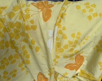 Vintage Mariposa Butterfly Springmaid Percale King Sheet Flat Fitted 78x80 Yello