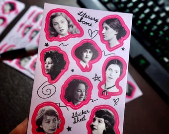 Literary Icons Vinyl Sticker Sheet Women Authors
