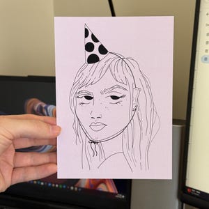 Emo Birthday Girl Illustrated Postcard - LIMITED STOCK
