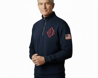 Embroidered J.E.E. Epstein Quarter Zip Sweater, Relaxed Fit 1 4 Zip Sweater for Everyday wear, Halloween, Carnival and Costume Parties