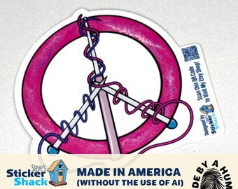 Peace of Fiber Crochet & Knit Yarn Lover Hand-Drawn Vinyl Sticker