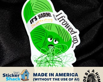 I Frowed Up Yarn Barf Sticker | Funny Hand Drawn Knitter and Crocheter Decal
