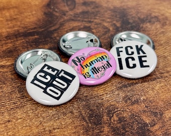 I.C.E. Out 1.25" Button Trio | 3 Pack of Political Resistance Pin-Back Buttons