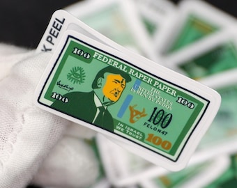 Papel Federal Raper - Paquete de pegatinas de confeti con parodia de billetes de 100 dólares de Donald Trump dibujados a mano