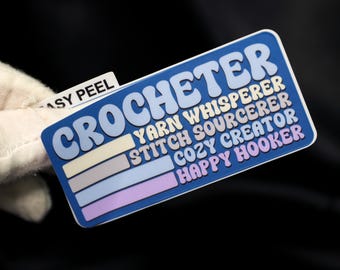 Crocheter Characteristics Retro-Style Vinyl Sticker