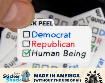 Human Being First - People Over Party Confetti Sticker Pack | Humanist Decal 1.5" by .75" available in 20, 40, or 100 Quantity