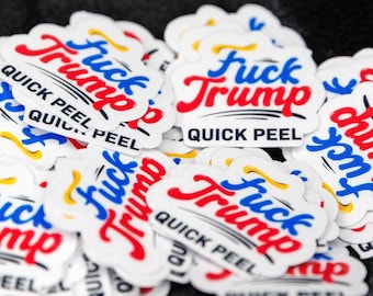 Pegatinas de confeti "Fuck Trump" - Pack de pegatinas de vinilo anti-Trump de fácil despegado y dibujadas a mano