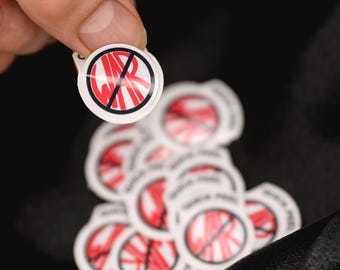 Pegatinas de confeti "No a la guerra" - Paquete de pegatinas de vinilo antibélicas de despegado rápido, dibujadas a mano