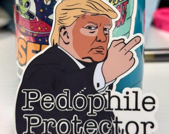Vinilo protector antipedófilos anti-Trump dibujado a mano con función de despegue fácil