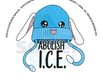 Arte de protesta política imprimible del conejo "Abolir el ICE"