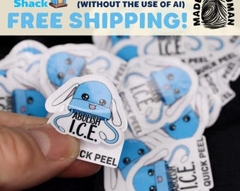Abolish ICE Vinyl Stickers | Blue Bunny Beanie Protest Art