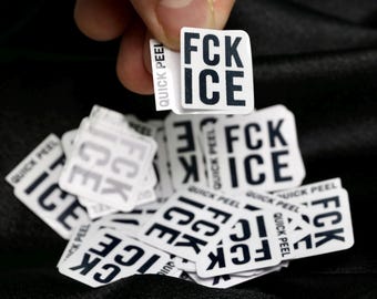 Pegatinas de confeti desgastadas de FCK ICE - Paquete de pegatinas de despegue rápido "Fuck I.C.E."