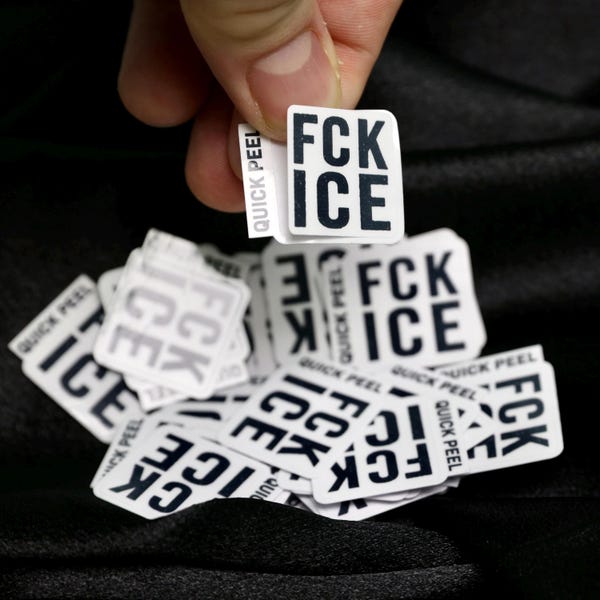 Autocollants confettis vieillis FCK ICE - Pack d'autocollants Fuck I.C.E. à décoller rapidement