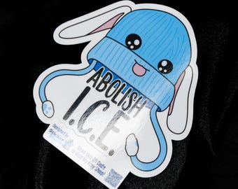 Pegatina de conejo "Abolir ICE" / Arte de protesta política