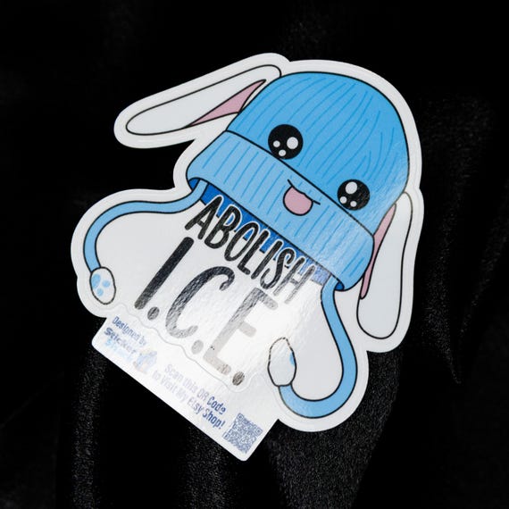 Abolish ICE Bunny Sticker | Political Protest Art