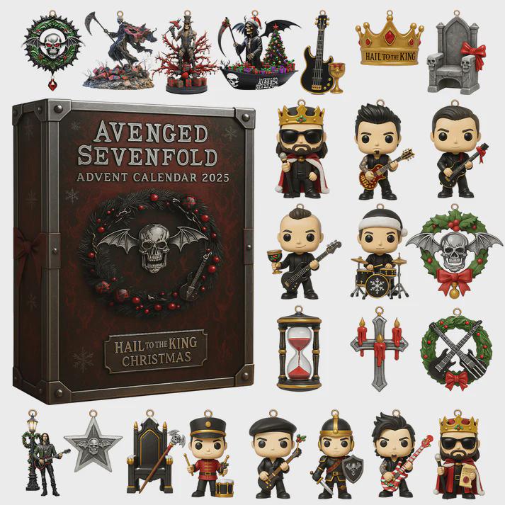 Discover Avenged Sevenfold Advent Calendar 2025, 24 Days of Metal Icon & Deathbat Ornaments, Hail to the King Collector Gift Set