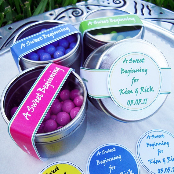 Items similar to Personalized Wedding Favor Tins Customized Color