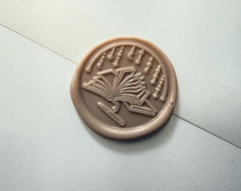 Open Book Wax Seal Stickers, Custom Color Adhesive Wax Stamp Seals