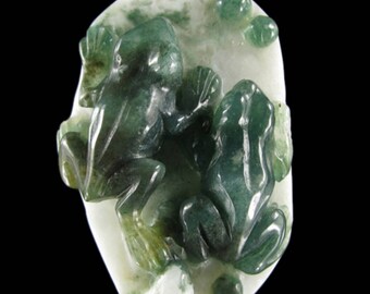 Twice the Froggy Transformational Power - Green and White Ocean Jasper with Tree Agate Nuggets