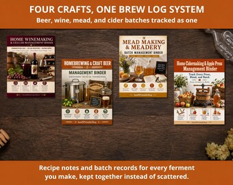 Kit per la fermentazione casalinga / Registro per la produzione di birra, vino, idromele e sidro / Set da birraio 4 in 1
