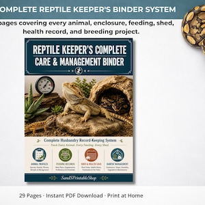 Reptile Keeper's Binder | Bearded Dragon, Ball Python, Gecko Care Log, Habitat Tracker (PDF)