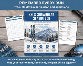 Ski & Snowboard Season Log | Rider, Gear Tuning, Resort Planner (PDF Download)