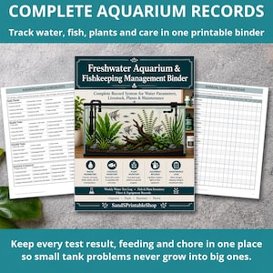 Logbuch für Süßwasseraquarien | Wasseranalysenprotokoll, Fischbestandsliste, Wartungsplaner, zum Ausdrucken