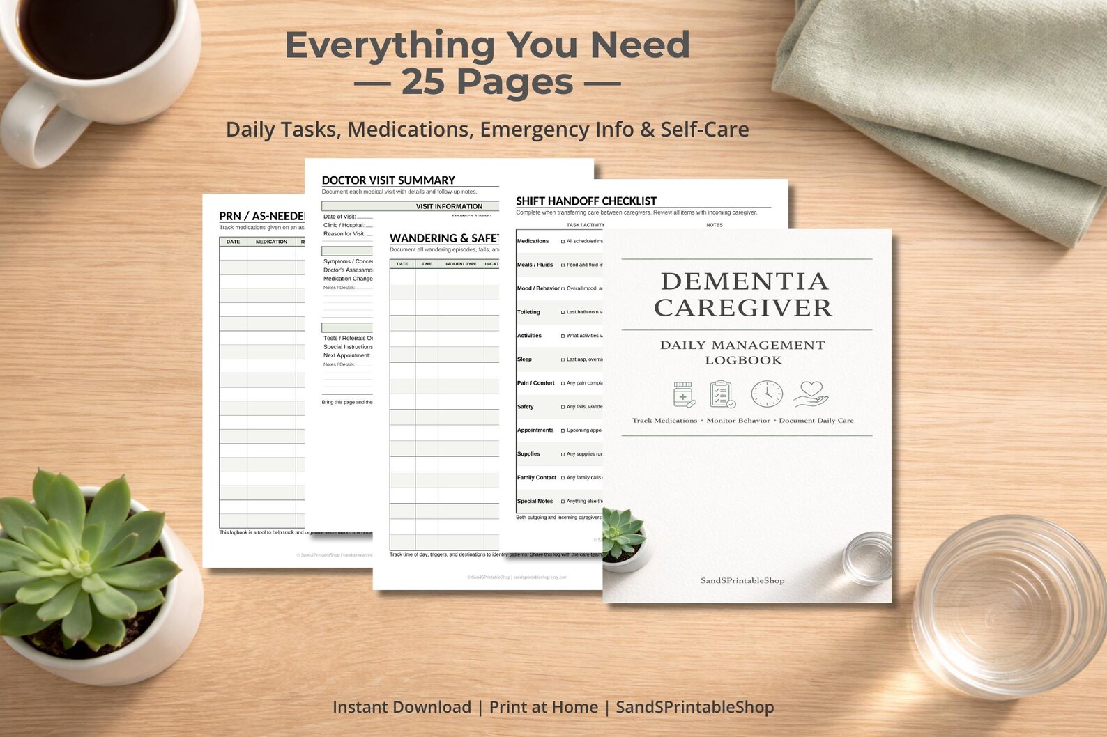 Dementia Caregiver Daily Management Logbook Printable | 25 Page PDF ...