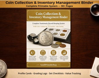 Coin Collector Binder Printable PDF | Coin Inventory Log | Numismatic Record Keeping System
