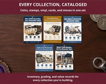 Collector's Vault Binder Bundle | Coin Stamp Vinyl Sports Card Rock Log | 5-in-1 Collection Set