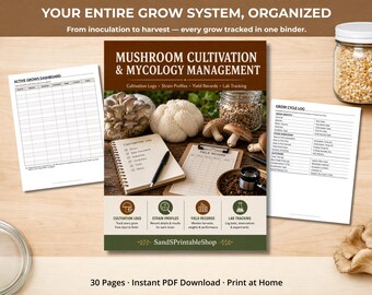 Manuale di coltivazione e micologia dei funghi / Registro di coltivazione, Ricette per substrati, Identificazione delle contaminazioni / PDF stampabile