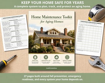 Home Maintenance Toolkit for Aging Homes | Senior Home Safety & Repair Log Binder | Fall Prevention and Aging-in-Place Planner