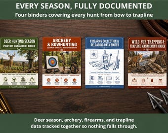 Big Game & Shooting Sports Binder Bundle | Deer Archery Firearms Trapping Log | 4-in-1 Hunter's Set