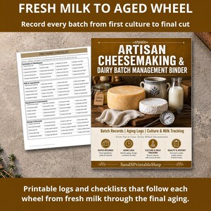 Carnet de fabrication de fromage | Enregistrement des lots, registre d'affinage en cave, classeur de suivi du caillé et du pH, imprimable
