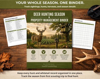 Whitetail Deer Hunting Binder | Season Log, Harvest Record, Property Management (PDF Download)