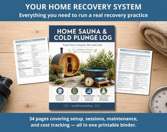 Home Sauna Cold Plunge Log – Wellness Session Maintenance Tracker (Digital PDF Download)