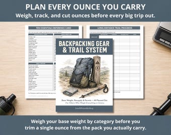 Backpacking Gear & Trail System Planner – Weight Tracker, Resupply, Permits (Digital PDF Download)