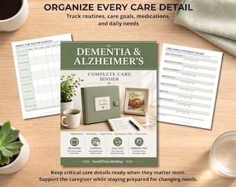 Dementia & Alzheimer's Caregiver Binder | Daily Care, Medication, and Safety Log