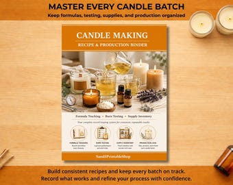 Candle Making Binder Printable | Recipe Tracker Log Book Candle Maker Gift PDF Instant Download