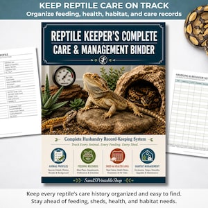 Reptile Keeper's Binder | Bearded Dragon, Ball Python, Gecko Care Log, Habitat Tracker (PDF)