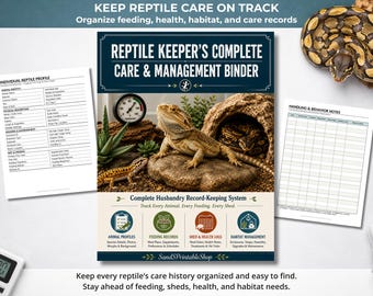 Reptile Keeper's Complete Care & Management Binder | Husbandry Log, Vet Records, Breeding Tracker | Instant Download