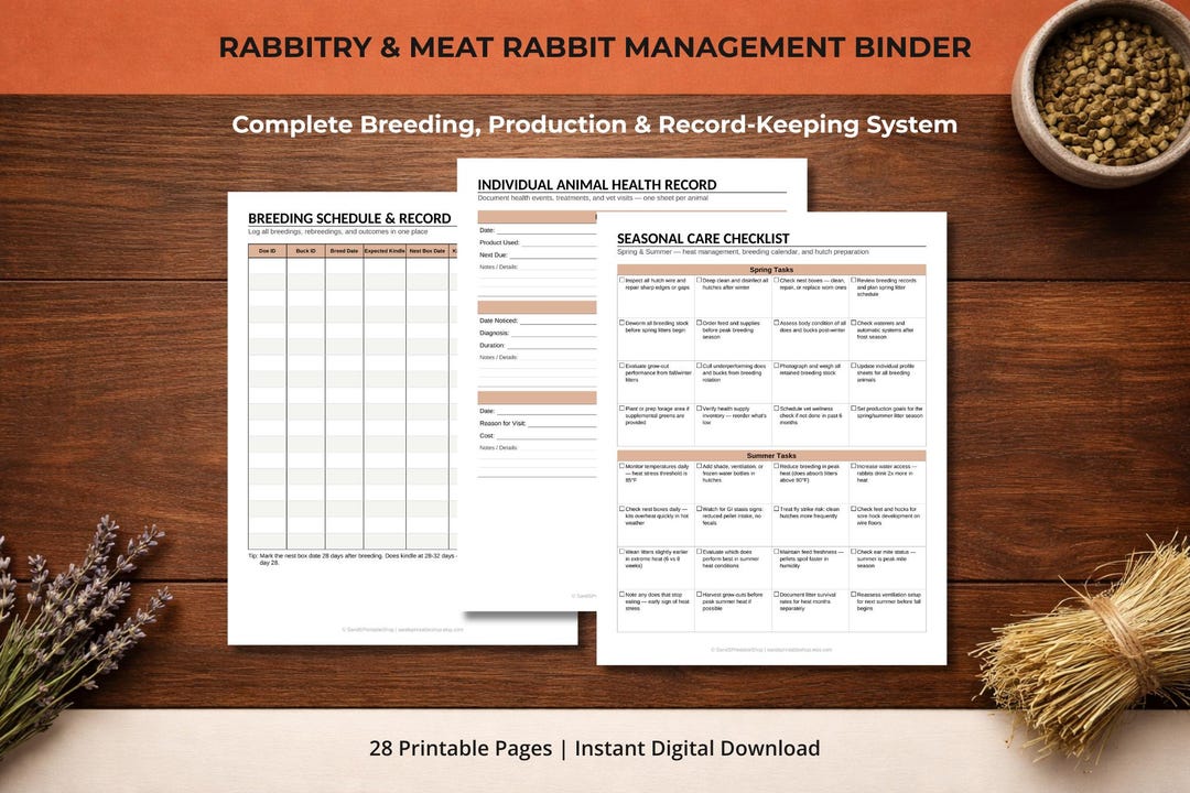 Rabbitry Binder Printable | Meat Rabbit Management PDF | Breeding ...
