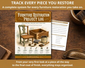 Furniture Restoration Project Log Printable - Antique and Vintage Refinishing Binder, Finish Formula & Flip Tracker