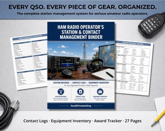 Ham Radio Station Log Binder | QSL & Contact Tracker, Equipment Inventory (PDF)