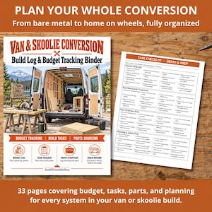 Van Conversion Build Binder Printable, Skoolie Bus Camper Build Log, Budget Tracker, Electrical Plumbing Task Planner PDF