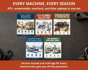 Off-Road & Powersports Binder Bundle | ATV Snowmobile Overland E-Bike Log | 5-in-1 Rider's Set